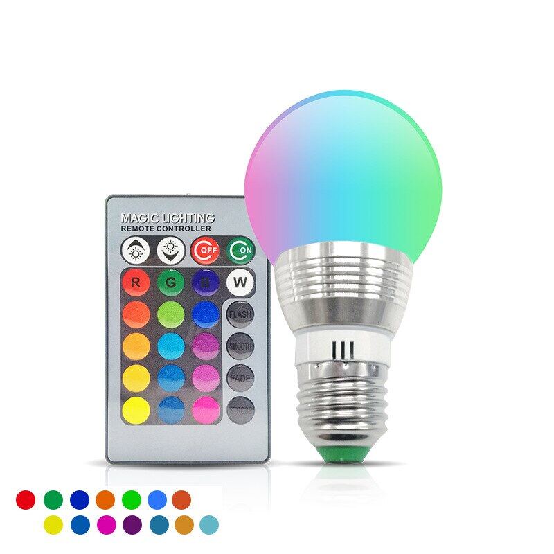 Dyue Dimmable E27 B22 E14 Led Light Bulb 3w Led Bulbs Remote Controller Included Led Color Changing Light Bulb