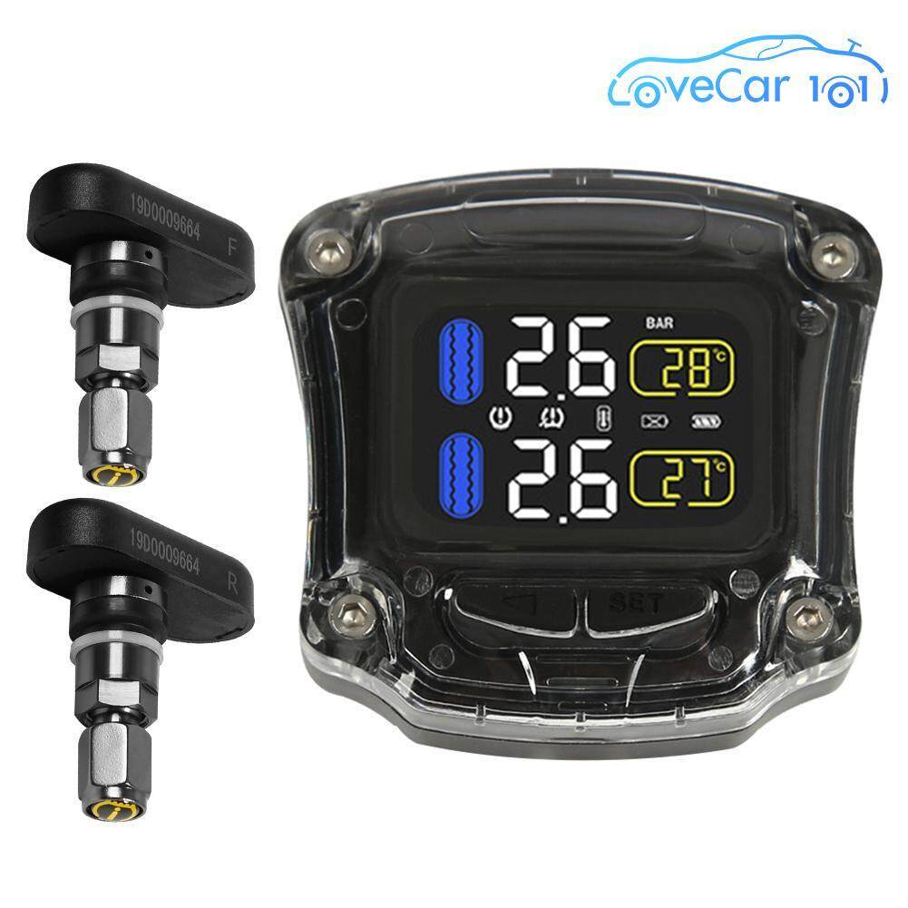 Lovecar101 รถจักรยานยนต์แรงดันยาง TMPS เครื่องวัดความดันลมยาง 2 เซ็นเซอร์ภายใน