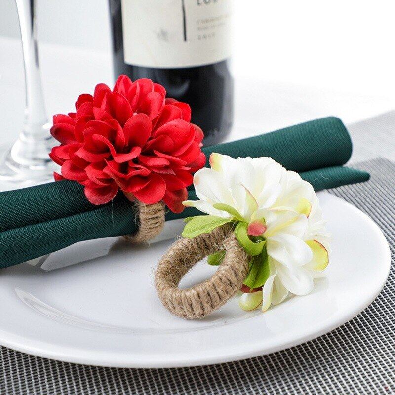 4pcs Flower Napkin Ring Napkin Holder Dinner Table Decorations Wedding Valentine's Party Banquet Lily Flowers Ring Decoration xiangban ราคา 323 บาท*ส่งฟรี