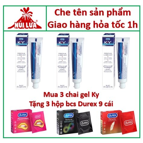 Mua 3 chai gel durex ky 50g tặng 3 hộp bao cao su durex 9 cái tùy chọn