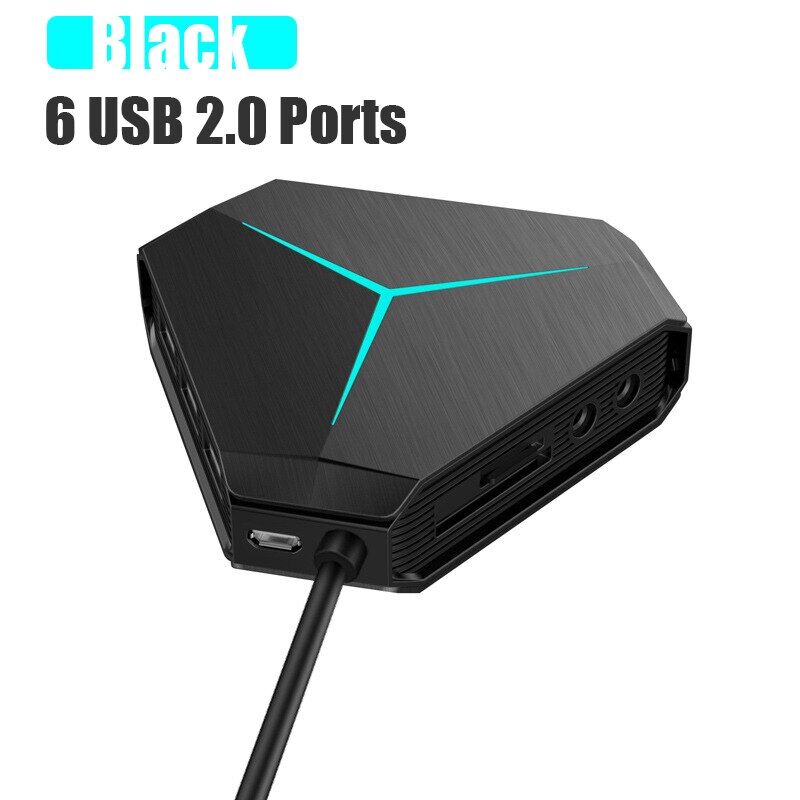 6 Ports USB 2.0 Hub Splitter High Speed TF SD Reader with eaphone microphone interface For PC Computer Accessories