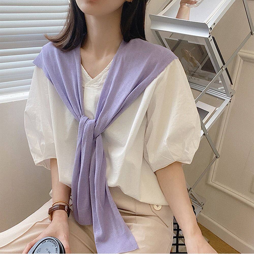 Ggfg phụ kiện khăn quàng cổ thanh lịch dễ phối áo choàng chống nắng cho nữ áo choàng bảo vệ cổ phong cách hàn quốc khăn quàng cổ khăn quàng cổ nữ khăn choàng đan áo choàng vai vòng cổ giả