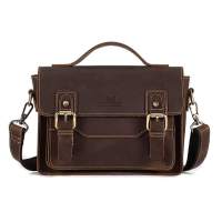 Royal Bagger Shoulder Crossbody Bags for Men Retro Casual Crazy Horse Leather Genuine Cowhide Messenger Bag 1361