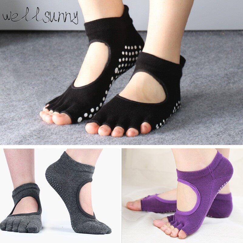Yoga Socks Anti-slip Cotton Stocking Pilates Toe Zumba Dance Home Exercise