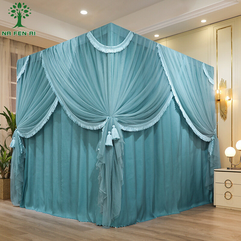 NFA Wind shading tassel bed mantle floor mosquito net Thick curtain court style bedroom dust tent paint stand ราคา 1,413 บาท*ส่งฟรี