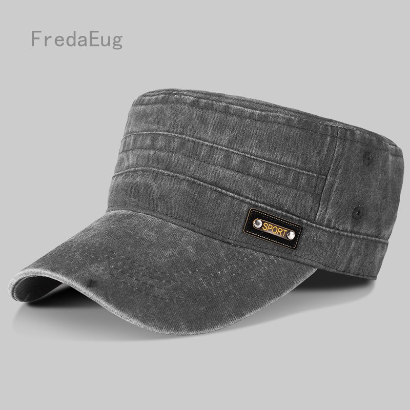 Fredaeug rửa làm từ vải bông cũ Mũ bóng chày ngoài trời thường ngày che nắng nắp phẳng 55-60cm