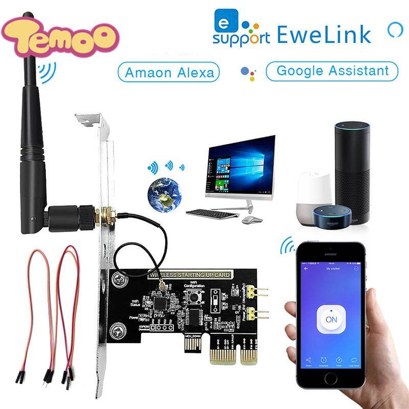 Temoo Card Khởi Động Từ Xa Máy Tính EWeLink Công Tắc WIFI Không Dây Điều Khiển Từ Xa Cho Máy Tính Công Tắc Thông Minh Bật/Tắt EWeLink Công Tắc WiFi Mini Mô-đun Rơ Le Không Dây Điều Khiển Từ Xa Máy Tính Để Bàn PCI-e