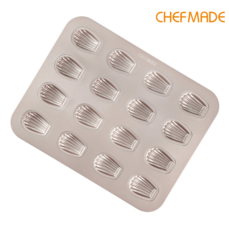 Khuôn Bánh CHEFMADE Madeleine, Chảo Hình Bầu Dục Nhỏ Không Dính 16 Khoang, Được FDA Phê Chuẩn WK9743