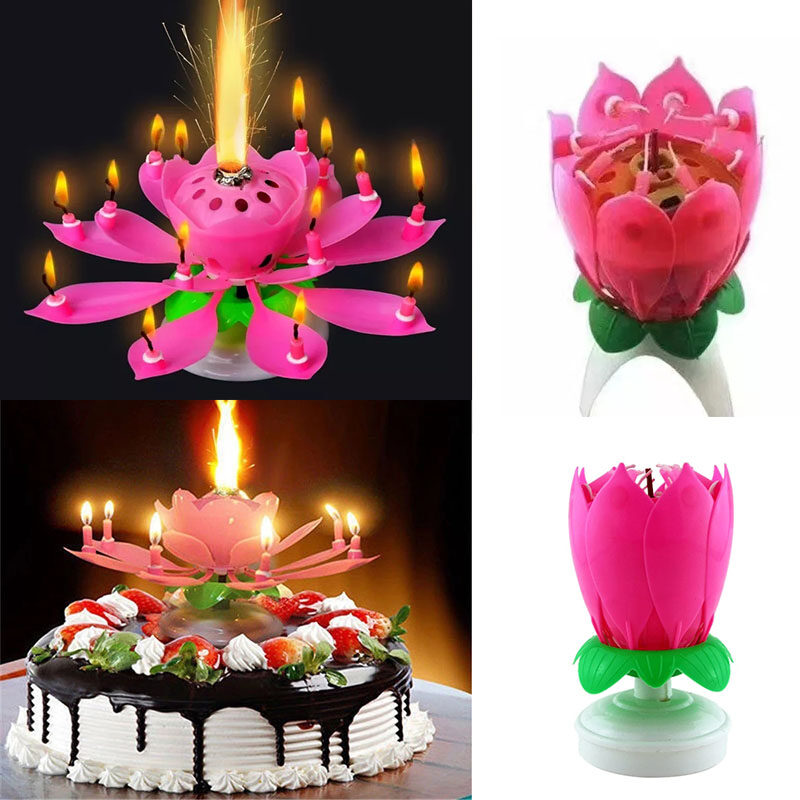 お買い得モデル Lotus Flower Festival Music Birthday Cake Candles Decorative