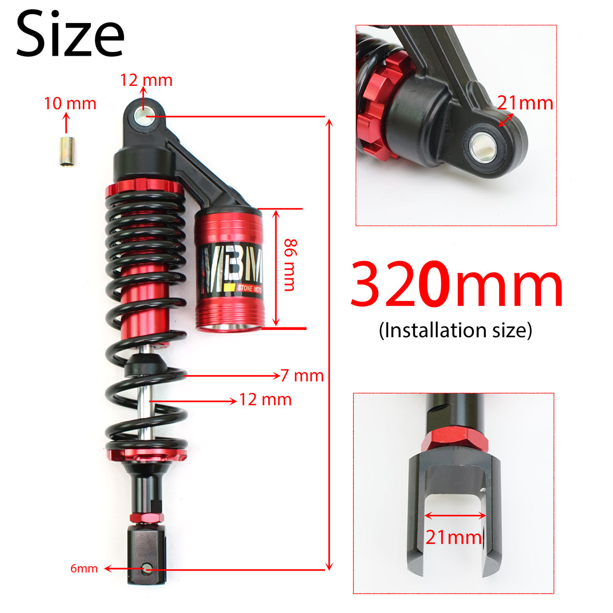 IN STOCK] Universal Motorcycle Rear Shock Absorber 320MM Adjuster Rear