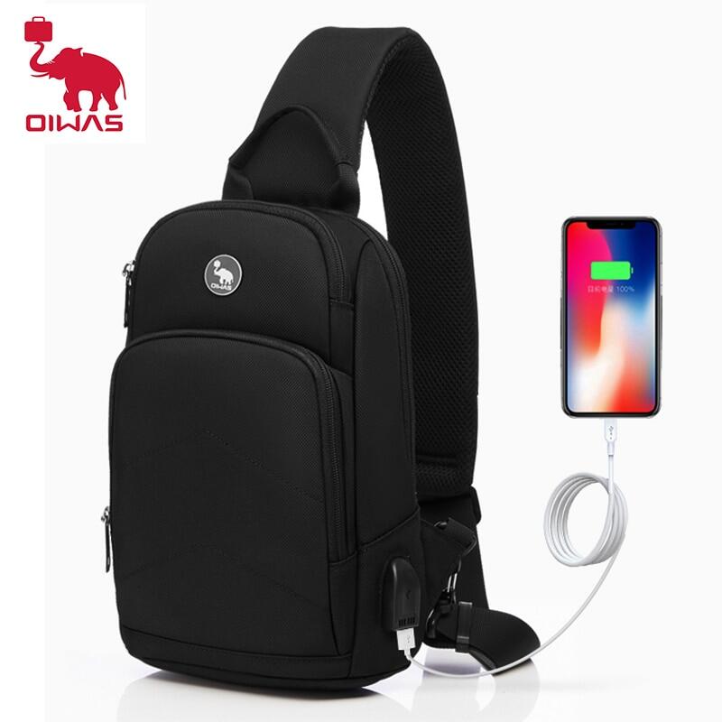 Oiwas Nam Túi đeo chéo cho thời trang đa năng túi đeo vai sạc USB Du Lịch Túi Đeo Chéo Nhỏ Túi Túi Đeo Trước Ngực 1 cái ock5673
