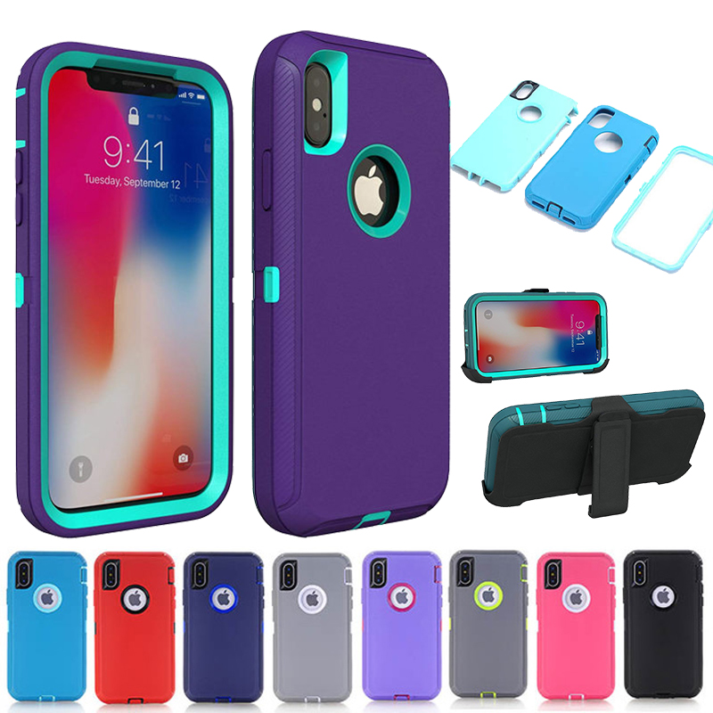 Armor Phone Case For iPhone X XS Max XR 7 8 6 6S Plus Case 3 in 1 Hybrid PC TPU Shockproof Defender Cover for iPhone 11 Pro Max