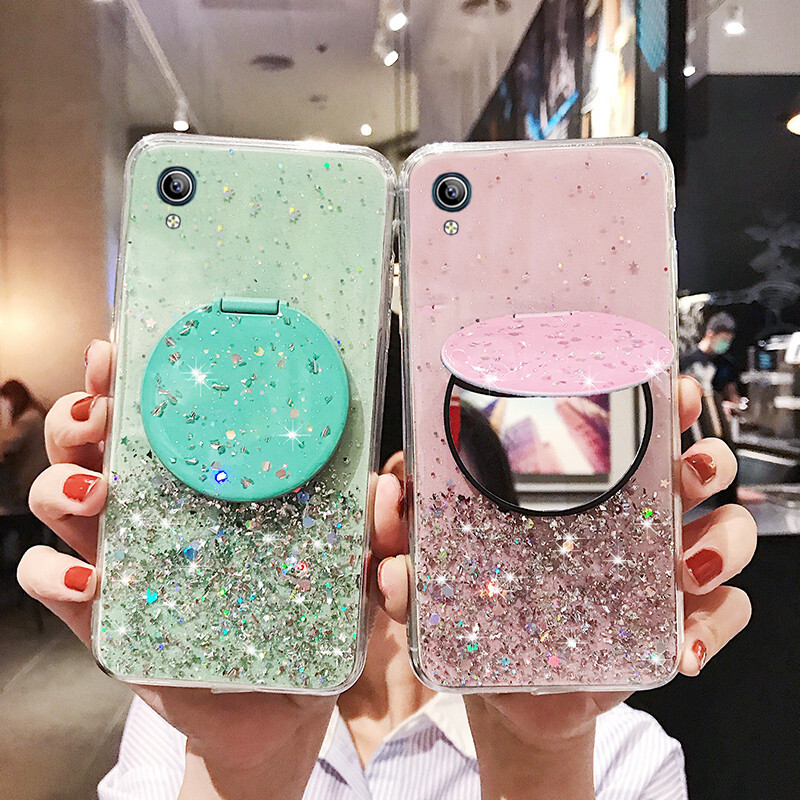 Ốp điện thoại mềm Vivo Y22 Y22S Y16 Y35 2022 V25 V25E Y21 Y21s Y33s y91c Y1s Y12 Y12i Y15 Y17 Y11 Y20 Y20i Y20s Y12s Y11s Y20s G Y12A Y50 Y30 Y30i, vỏ trong suốt tráng gương lấp lánh ánh sao bạc ánh sao lấp lánh