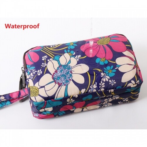 READY STOCK QQ 3 Compartments Makeup Travel Phone Small Pouch Dompet Bags Cosmetic Rose Flower LOVE Beg