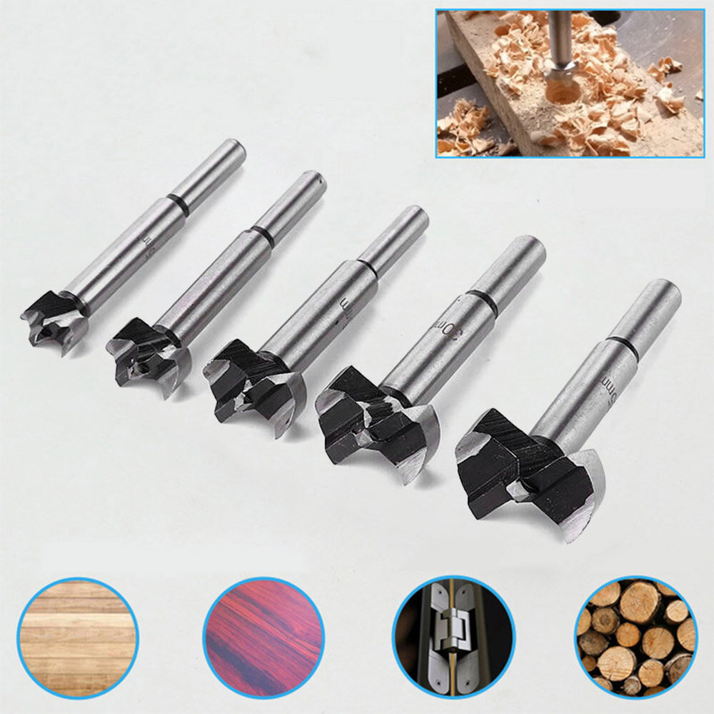 Mũi Khoan Gỗ Forstner, Lỗ Saw Cutter Dụng Cụ Tự Định Tâm Thân Tròn, 5 Kích Thước