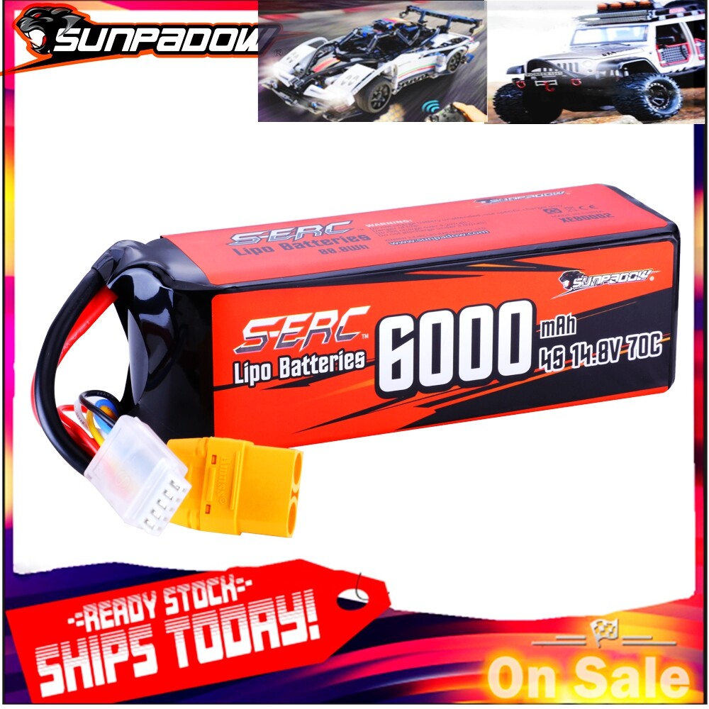 Ready Stock Lipo Racing Hobby Toys 6000mAh 4S 14.8V 70C Soft Pack with XT90 Plug Connector for Battery RC Buggy Vehicle Car Boat Truck Model