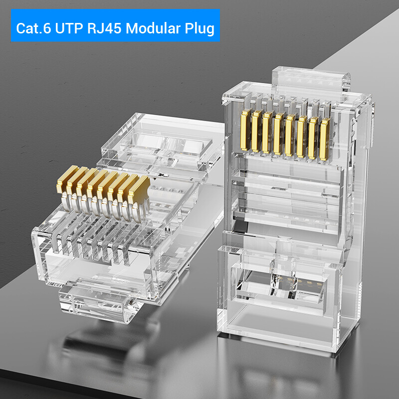 Vention Bộ 10/50/100 Đầu cắm cáp mạng RJ45 có chấu mạ vàng chất lượng cao Cat7 Cat7 Cat6A Cat6 Cat5e STP 8P8C FTP UTP- INTL