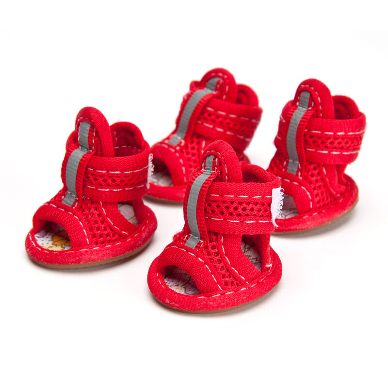 DUDU Pet 4 Pcs Set Non slip Summer Dog Shoes Breathable Sandals Sneakers