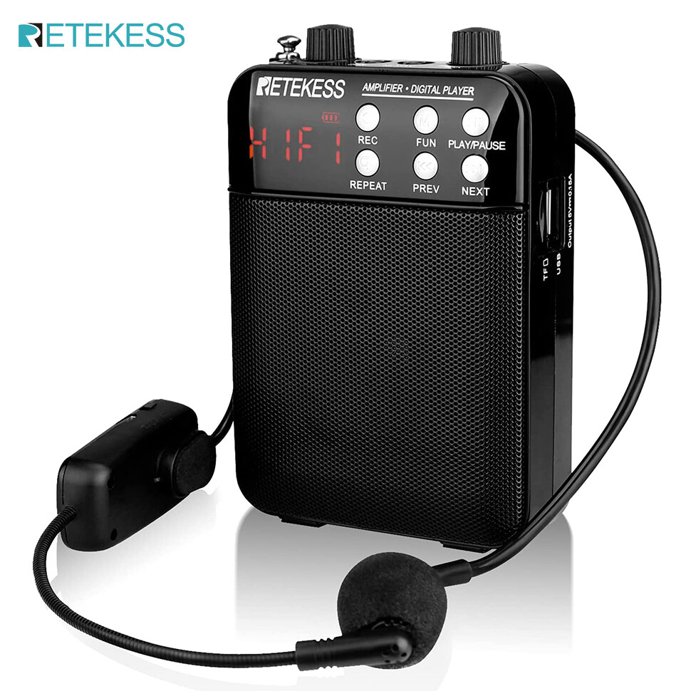 Retekess Bộ Khuếch Đại Giọng Nói TR619W Với Tai Nghe Micro Không Dây UHF, Loa Hệ Thống PA Có Thể Sạc Lại Di Động Âm Thanh Echo 1500MAh Dành Cho Giáo Viên, Chương Trình Khuyến Mãi, Lớp Học, Huấn Luyện Viên, Ngoài Trời, Người Già