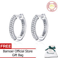 BAMOER Ear Hoops 925 Sterling Silver Luxury Hoop Earrings for Women Wedding Engagement Jewelry Gifts Accessories BSE300