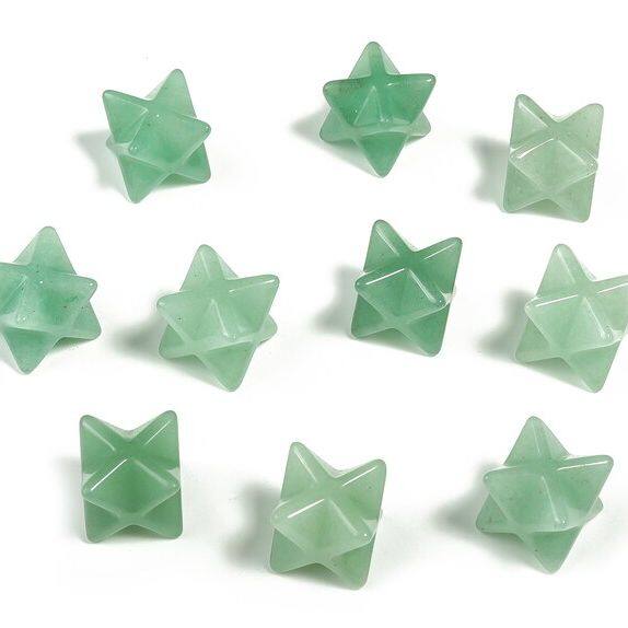 Aventurine Merkaba 1.3cm-Carved Green Aventurine Gemstone - Crystal Merkaba Star  Energy Healing - C