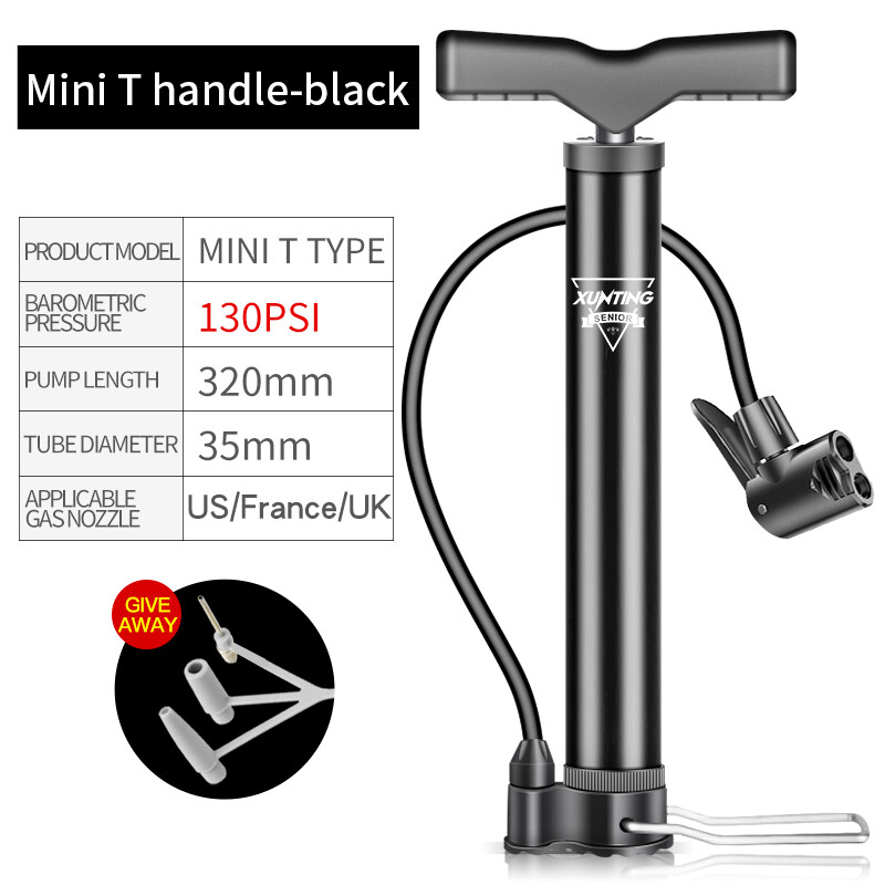 Xunting Bơm Xe Đạp Mini, Bơm Lốp Xe Đạp Di Động, Bơm Sàn Xe Đạp Mini Dụng Cụ Áp Lực Cao Mini Bóng Đá Bàn Tay Bơm Xe Đạp