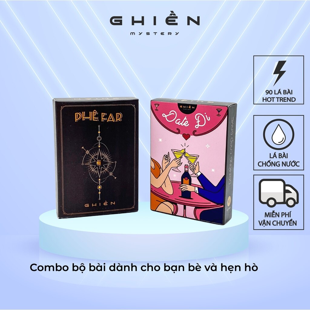 Combo Bộ Bài Gây Cười Dành Cho Bạn Bè Và Người Yêu ''Phê Far - Date Đi'' 90 Lá Bài Vui Nhộn