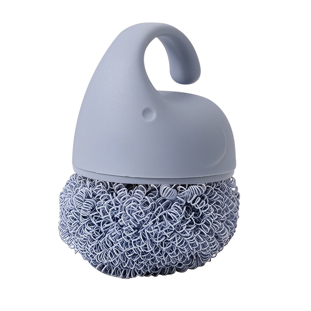 Dish Scrub Brush Kitchen Pot Pan Scrubber Ball Palm-held Scouring Pad Stovetop Scourer with Handle