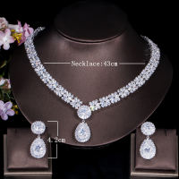 SEQUITO Trang Sức Trang Phục Đính Hôn Đám Cưới Sang Trọng Bộ Bông Tai Vòng Cổ Mặt Dây Chuyền Hình Giọt Nước Zirconia Khối Lập Phương Cho Nữ Phụ Kiện ĐẦM DỰ TIỆC SJ220
