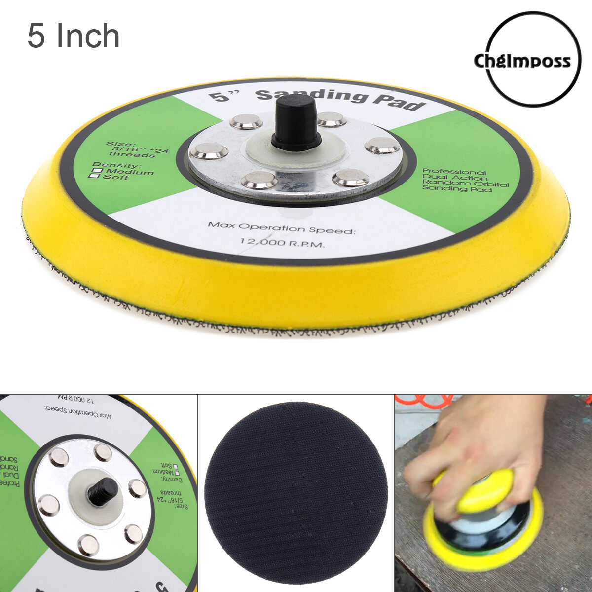 Đệm Chà Nhám Quỹ Đạo Ngẫu Nhiên Hành Động Kép 5 ''12000RPM Chuyên Nghiệp, Dùng Cho Máy Đánh Bóng Khí Nén/Máy Đánh Bóng Khí