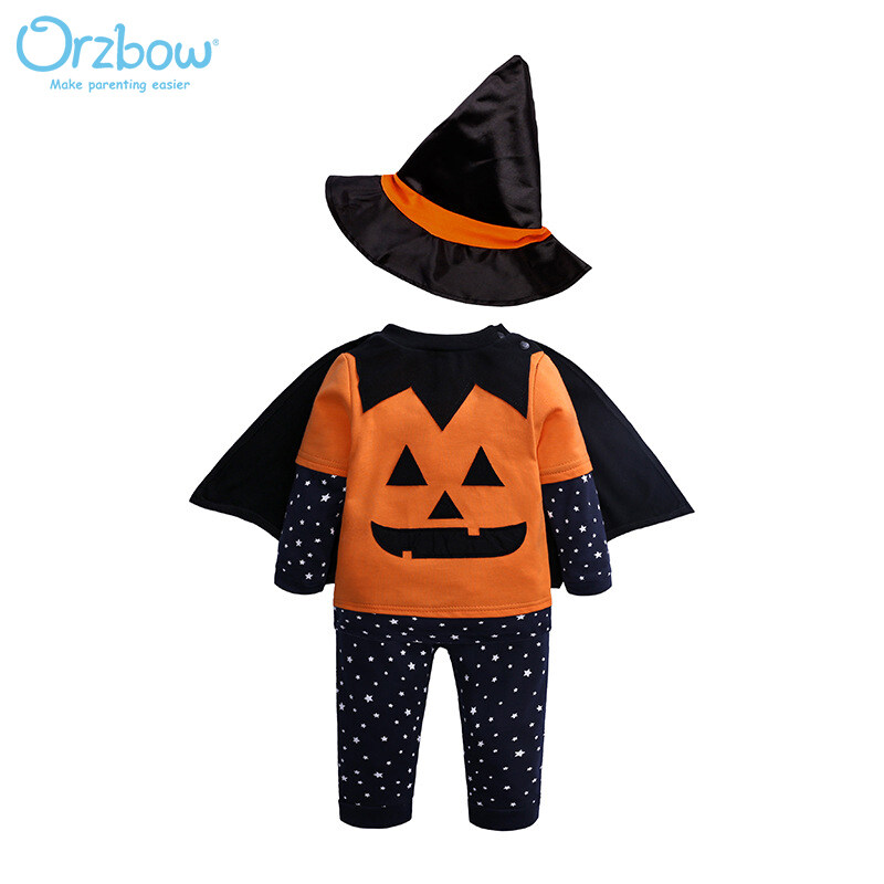 Orzbow Halloween Romper Infant Jumpsuit Pumpkin Wizard Witch Baby Suit
