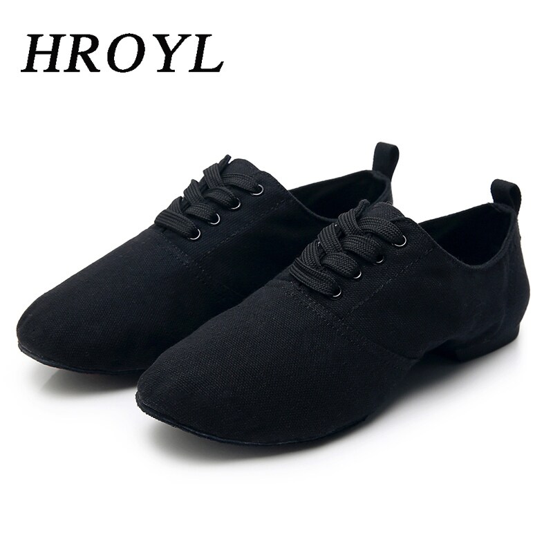 [Hot] HROYL Jazz Dance Shoes Canvas Size EU34-45 Women Girls Ballroom Modern Tango Performance Practise Dancing shoes Wholesale