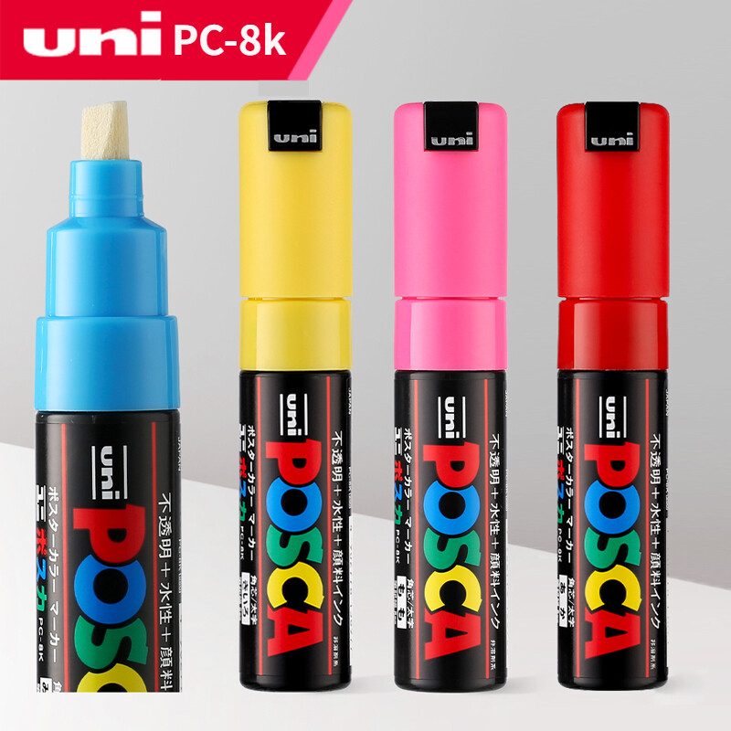 1 chiếc uni posca nhật bản pc-8k bút đánh dấu sơn-broad tip-8mm 15 màu sắc có sẵn vẽ tay họa cụ