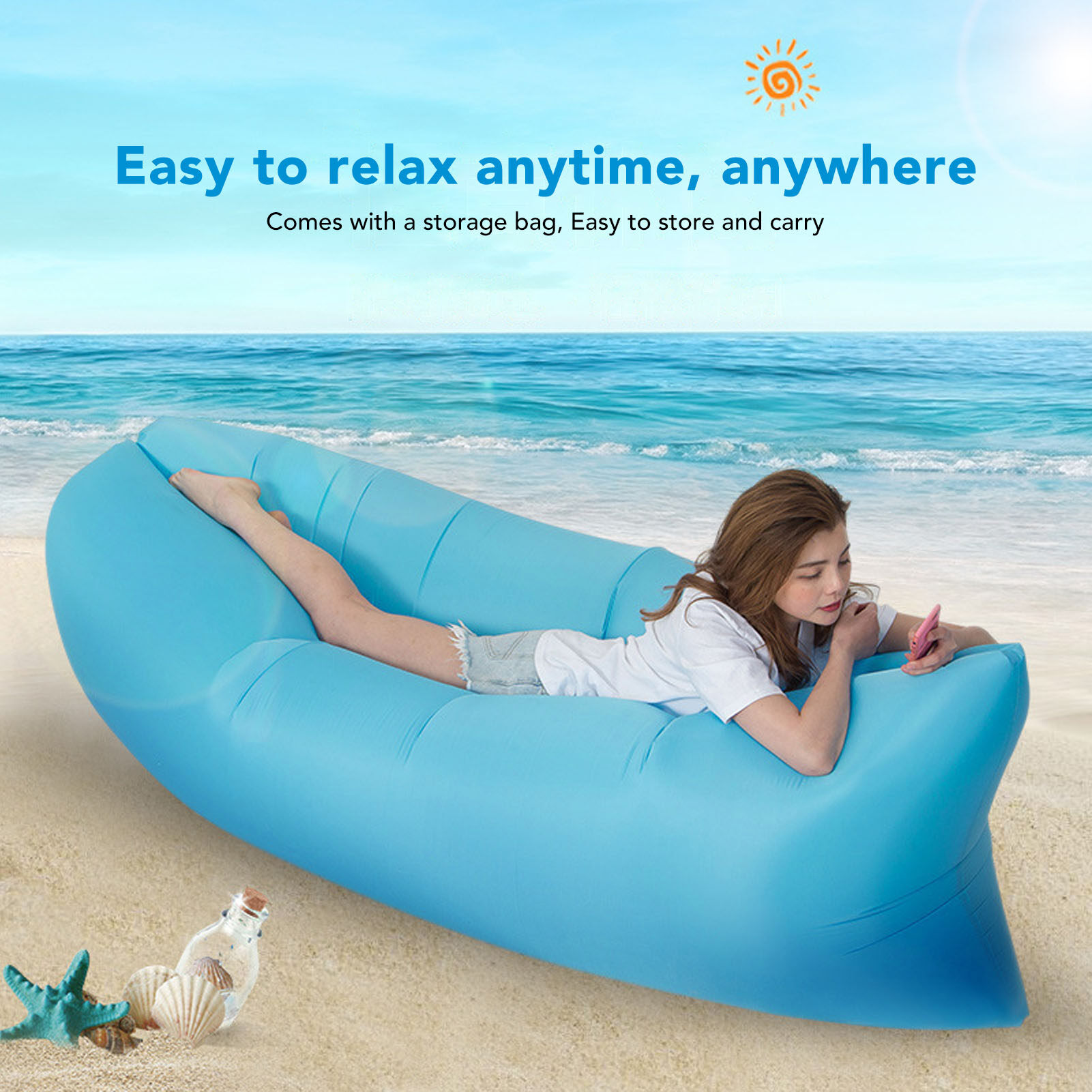 Inflatable Sofa, Foldable Inflatable Lounger Inflatable Couch Ergonomic