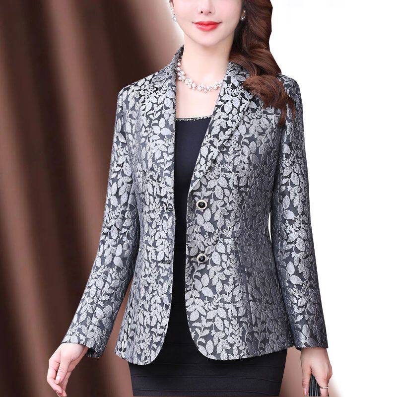 Chfeirno áo khoác blazer hoa dài tay cổ điển áo khoác vest nữ thanh lịch thanh lịch dáng ôm 2 nút