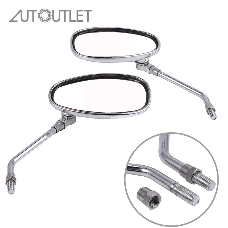 AUTOUTLET , 2 Chiếc Gương Chiếu Hậu Bên Hông Xe Máy Xe Máy Xe Máy Bằng Crôm Lớn Thông Dụng Bên Trái Phải 10MM