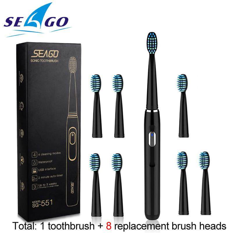 Seago Sonicแปรงสีฟันไฟฟ้าชาร์จกับ3การเปลี่ยนหัวแปรง2จับเวลานาที & 4โหมดการแปรงกันน้ำSG551