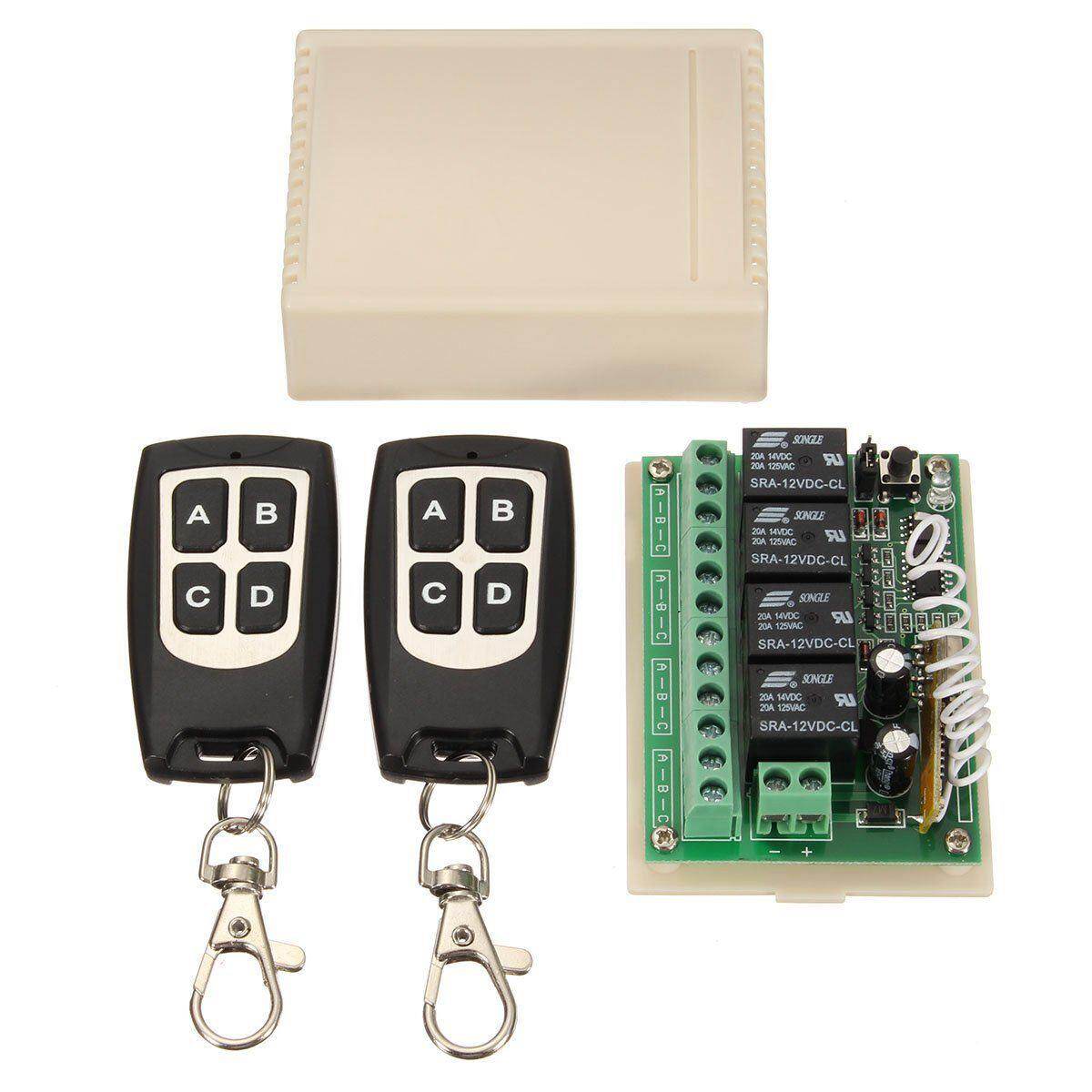 Công Tắc Điều Khiển Từ Xa Không Dây 12V 4CH Kênh 433Mhz Mạch Tích Hợp Với 2 Máy Phát DIY Thay Thế Bộ Dụng Cụ