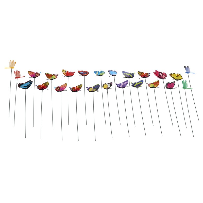 20 Pieces Garden Butterflies Stakes And 4 Pieces Dragonflies Stakes Garden