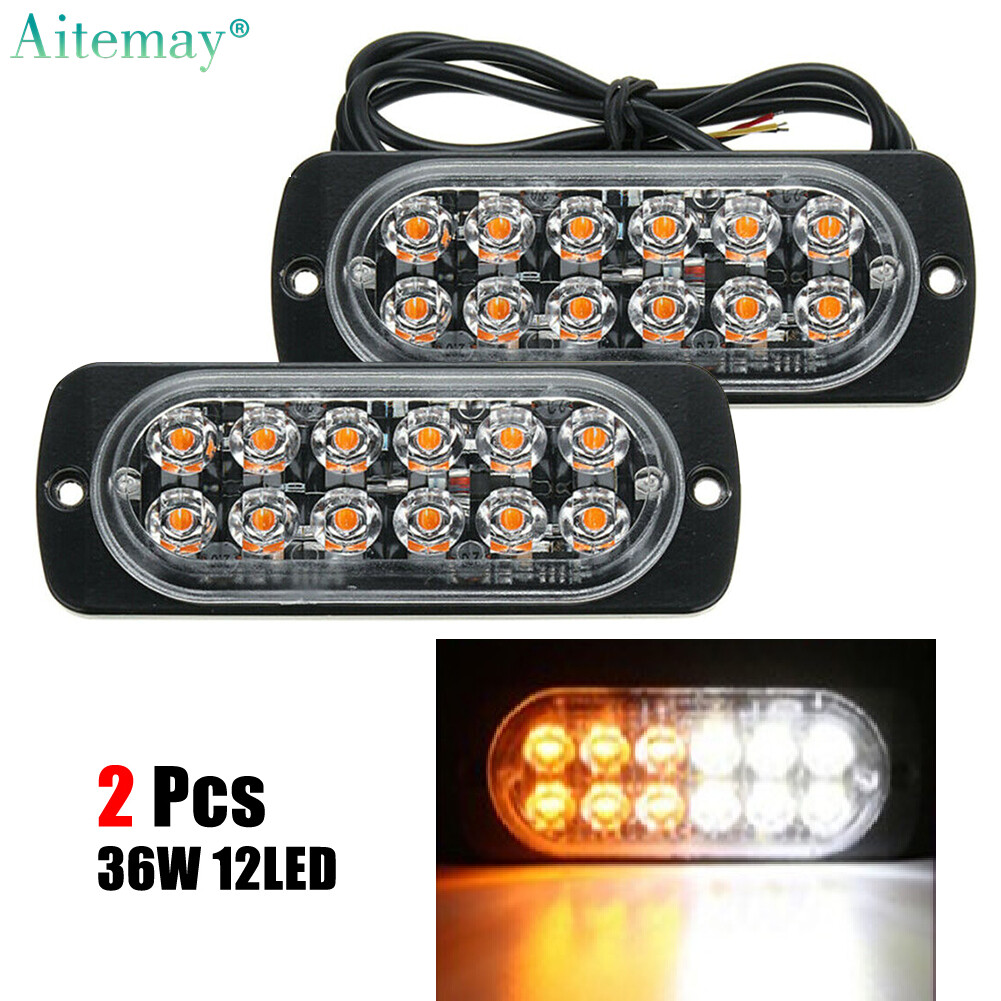 Aitemay 1 Chiếc/2 Chiếc Đèn Cảnh Báo Nhấp Nháy Siêu Mỏng 12 LED 36W Đèn Hiệu Cảnh Báo Nguy Hiểm Chống Nước Siêu Mỏng Cho Xe Hơi Xe Tải