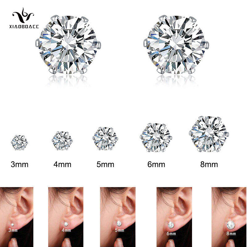 【Còn Hàng】 1 Đôi Khuyên Tai Zircon Không Gây Dị Ứng Kim Bạc 925 Đinh Xương Tai