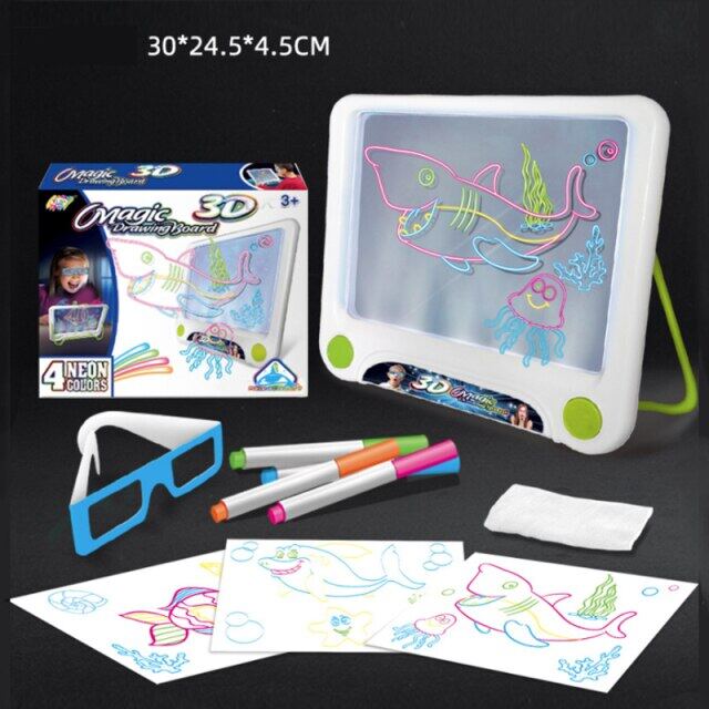 เด็กกระดานเขียนภาพวาด Erasable LED อัจฉริยะ3D กระดานวาดภาพ Boy และสาว Graffiti Creative กระดานวาดภาพ