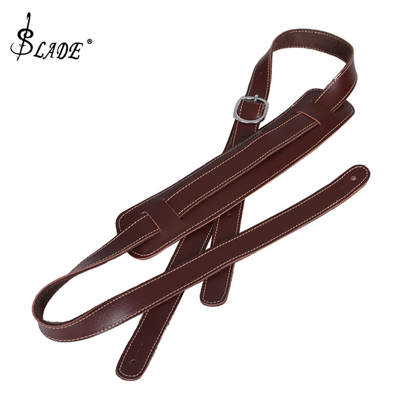 Slade dây đeo đàn ghi ta bằng da bò thật có thể điều chỉnh cho guitar điện acoustic, âm trầm, màu đen