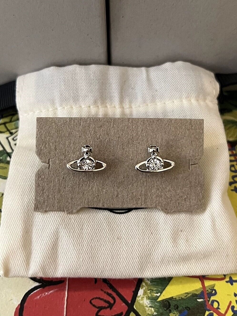 Vivienne West wood Vivienne classic light luxury mini Saturn earrings women's 925 silver needle niche exquisite earrings