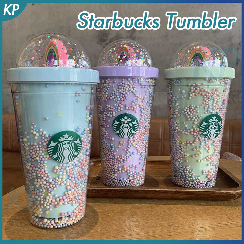 Stabucks Cầu Vồng Ánh Sáng Sao Cup, 450Ml, Với Cốc Cà Phê Có Ống Hút