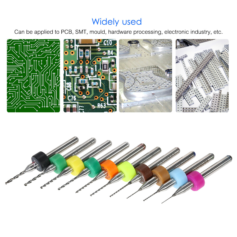 Nishore-10pcs tungsten carbide micro drill bit set khắc công cụ cho pcb circuit board 0.3mm + 0.4mm + 0.5mm + 0.6mm + 0.7mm + 0.8mm + 0.9mm + 1.0mm + 1.1mm + 1.2mm