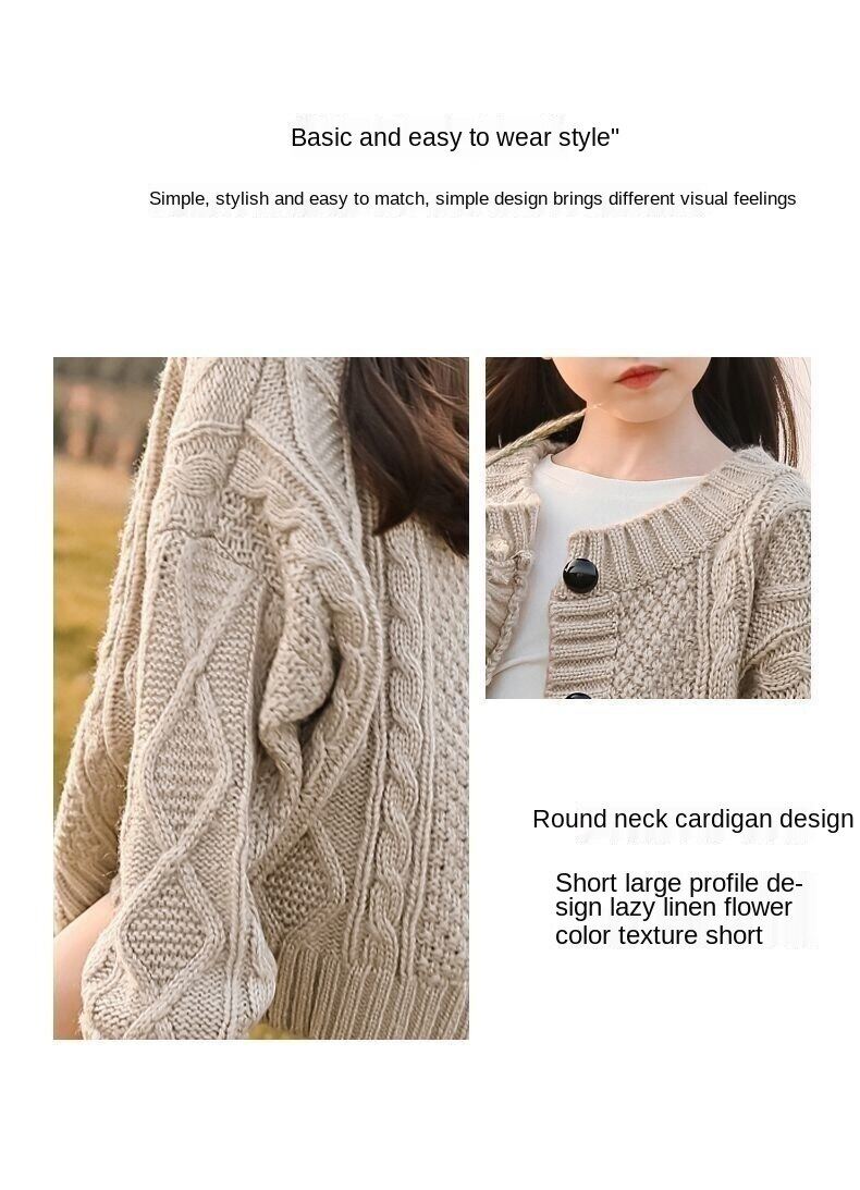 Girl's knitted cardigan 2021 new spring and autumn clothing Western style children and teens' clothing sweater coat for girls cotton knitwear