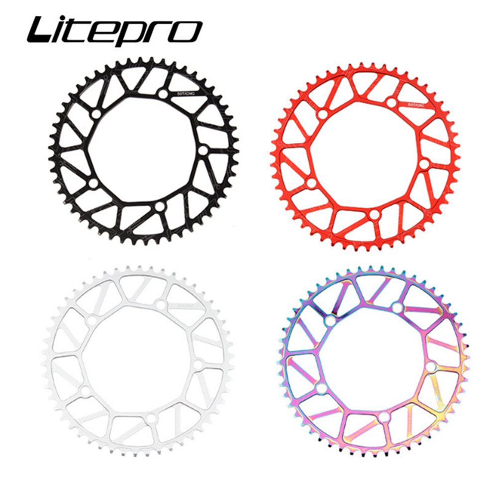 Litepro nhông xích xe đạp gấp litepro 46t 48t 50t 52t 56t bánh xích bmx xe đạp đầy màu sắc bộ quây 58t 130bcd