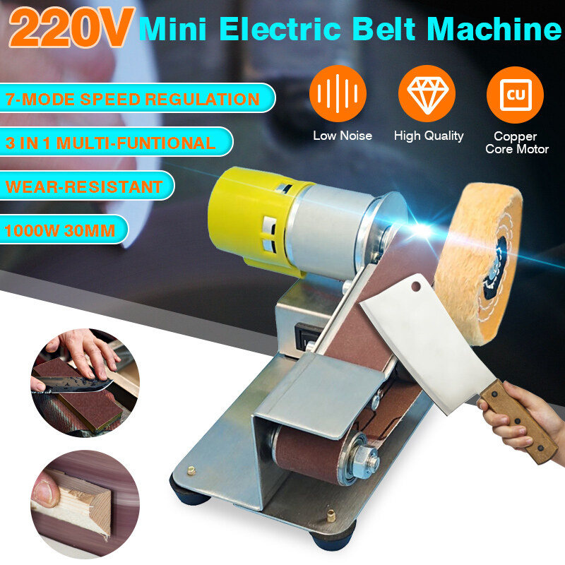 Máy mài đai điện mini 110v/220v máy mài đánh bóng tự làm máy mài cạnh máy mài đa năng với 10 chiếc đai