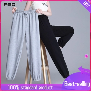 สินค้า FED【COD】กางเกงวอร์มผู้หญิง,กางเกงบลูมเมอร์มีเชือกผูกชุดลำลองหลวม